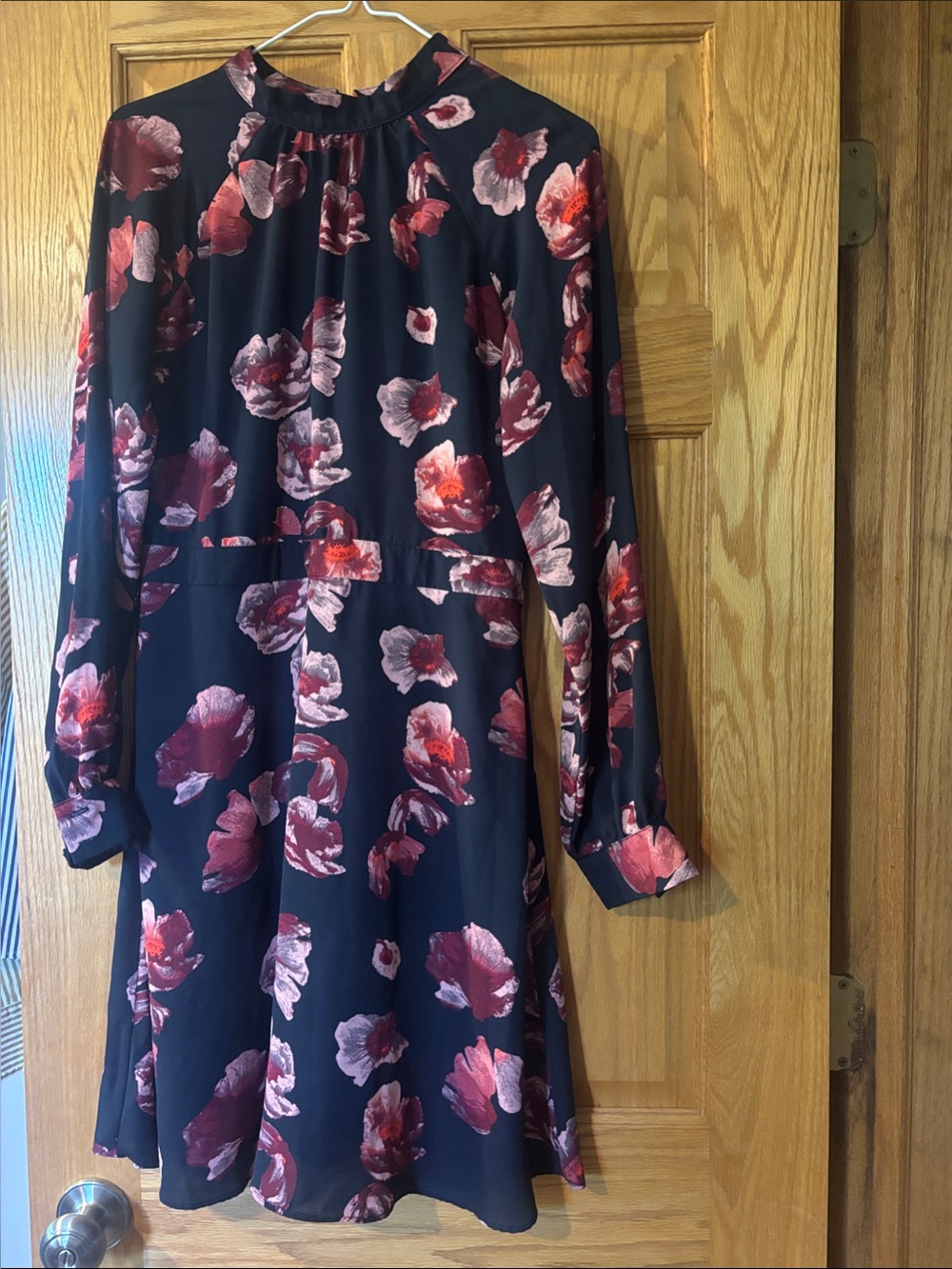 Banana Republic Navy Floral Long-Sleeve Dress